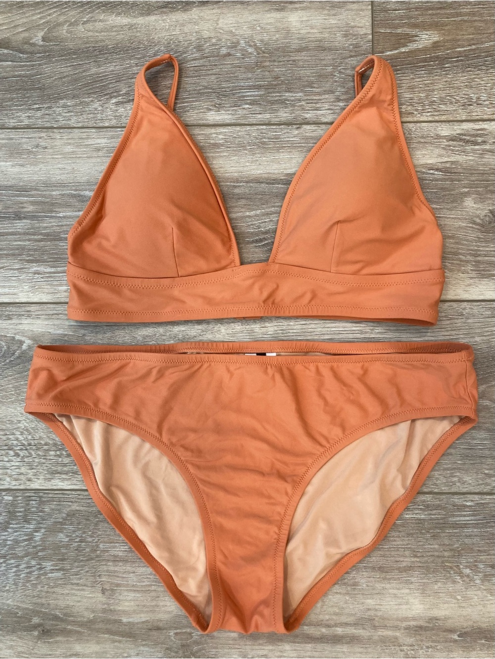 JCREW Muted Orange Triangle Bikini Set